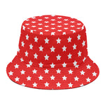 Red And White Star Pattern Print Bucket Hat