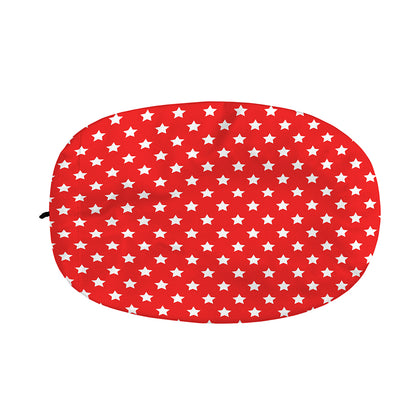 Red And White Star Pattern Print Car Side Mirror Covers