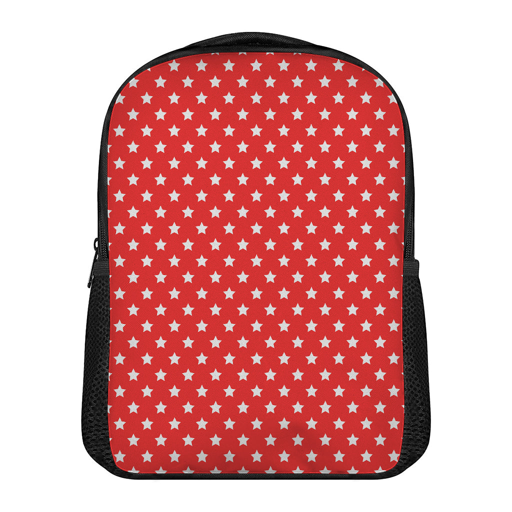Red And White Star Pattern Print Casual Backpack