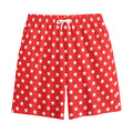 Red And White Star Pattern Print Cotton Shorts