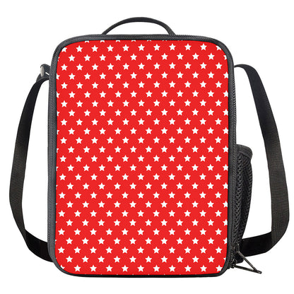 Red And White Star Pattern Print Crossbody Lunch Bag