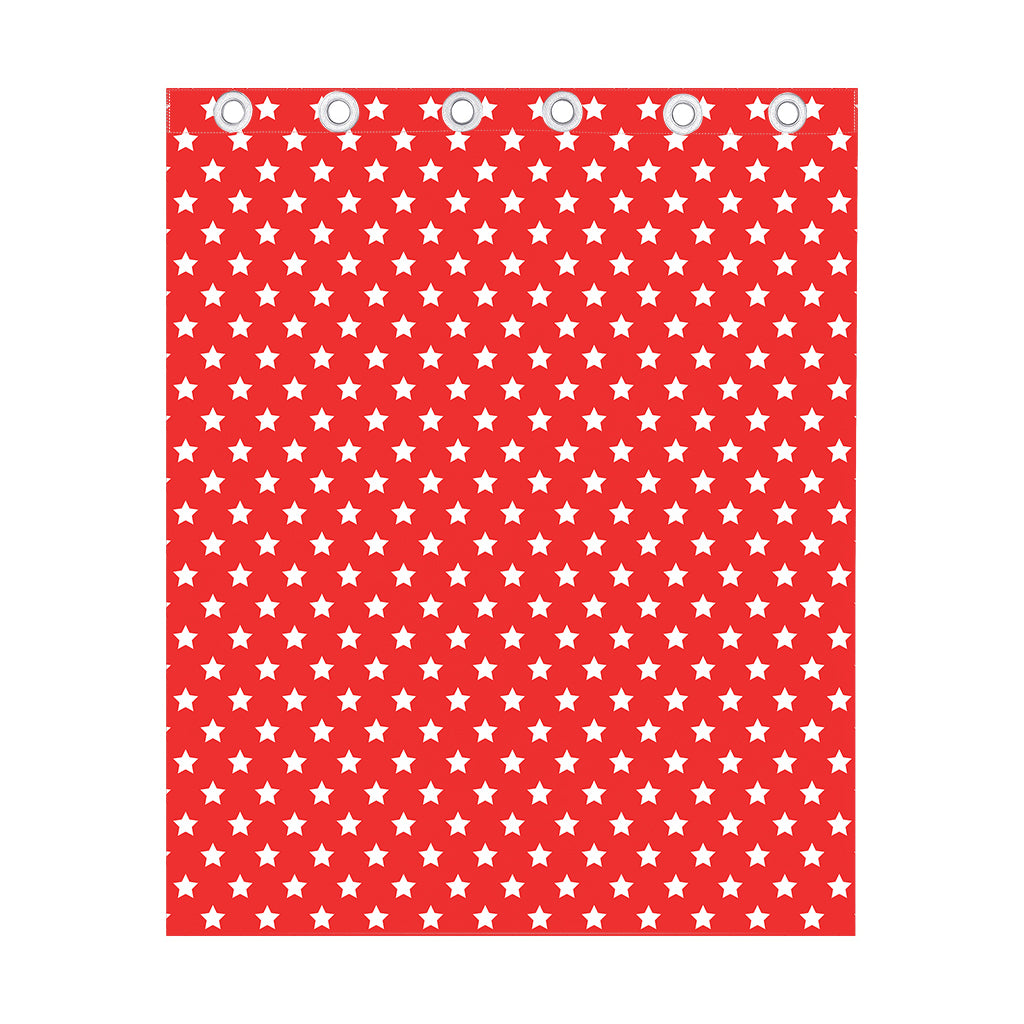 Red And White Star Pattern Print Curtain