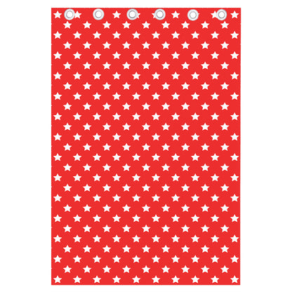 Red And White Star Pattern Print Curtain