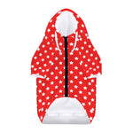 Red And White Star Pattern Print Dog Zip Up Hoodie