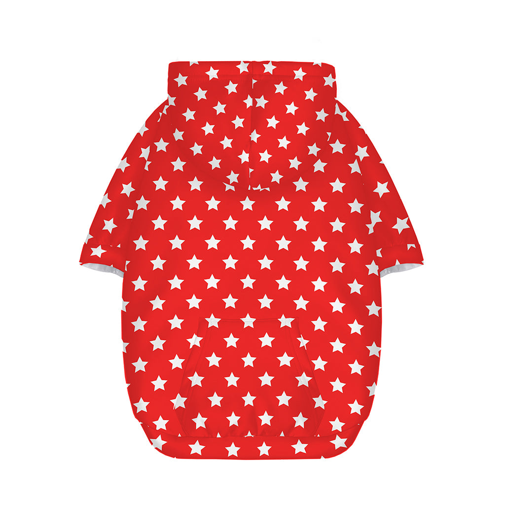 Red And White Star Pattern Print Dog Zip Up Hoodie