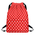Red And White Star Pattern Print Drawstring Backpack