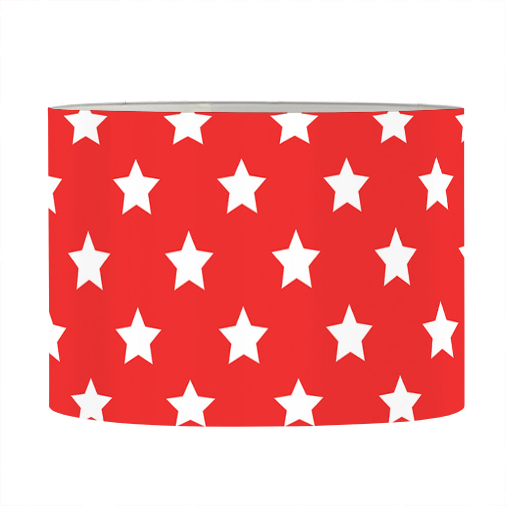 Red And White Star Pattern Print Drum Lamp Shade