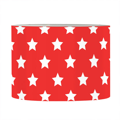 Red And White Star Pattern Print Drum Lamp Shade