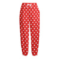Red And White Star Pattern Print Fleece Lined Knit Pants