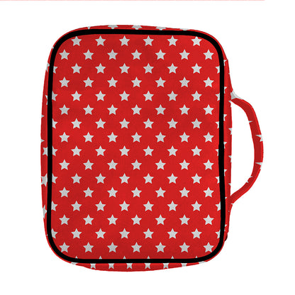 Red And White Star Pattern Print Front Pocket Bible Bag