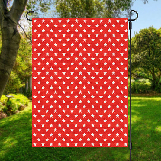 Red And White Star Pattern Print Garden Flag