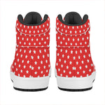 Red And White Star Pattern Print High Top Leather Sneakers