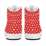 Red And White Star Pattern Print High Top Leather Sneakers