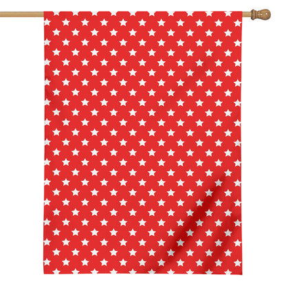 Red And White Star Pattern Print House Flag