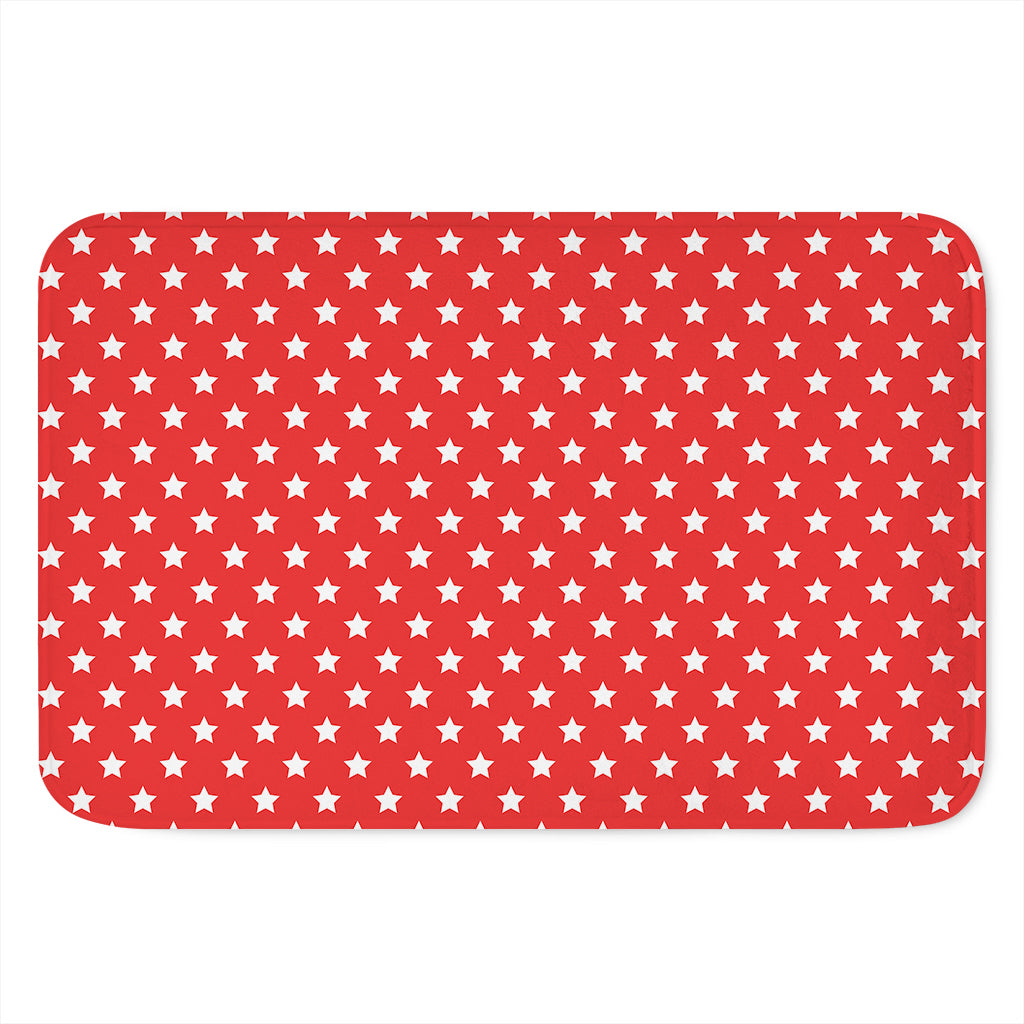 Red And White Star Pattern Print Indoor Door Mat
