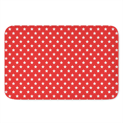 Red And White Star Pattern Print Indoor Door Mat