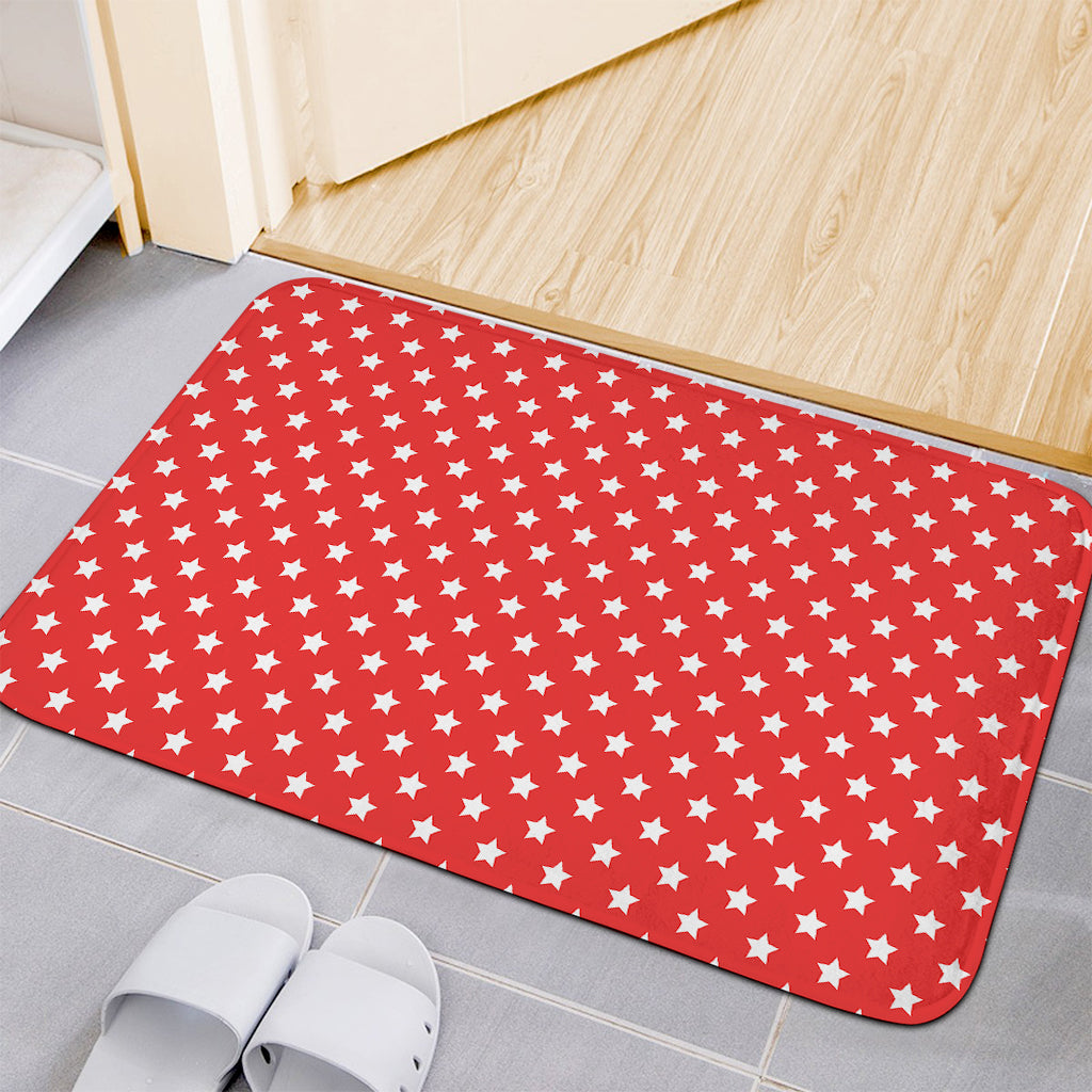 Red And White Star Pattern Print Indoor Door Mat