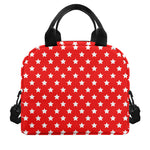 Red And White Star Pattern Print Insulated Lunch Bag