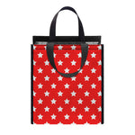 Red And White Star Pattern Print Insulated Lunch Tote