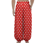 Red And White Star Pattern Print Lantern Pants