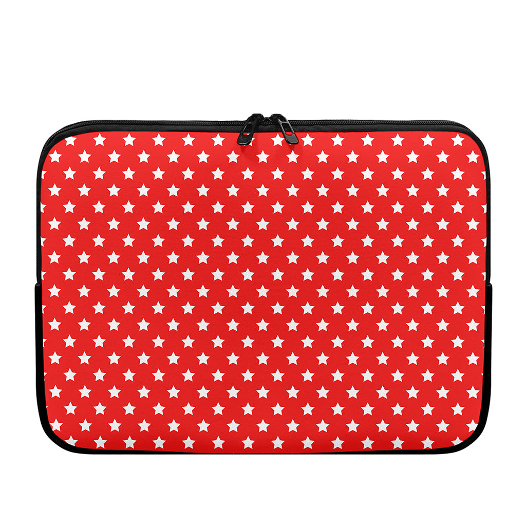 Red And White Star Pattern Print Laptop Sleeve