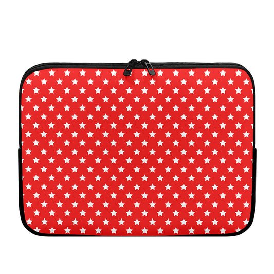 Red And White Star Pattern Print Laptop Sleeve