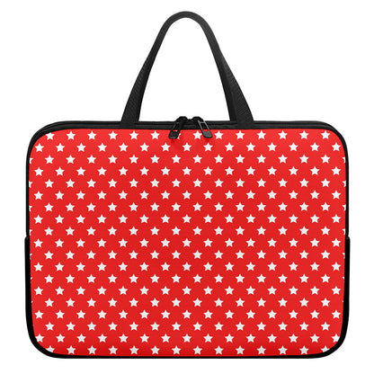 Red And White Star Pattern Print Laptop Sleeve With Handle