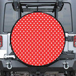 Red And White Star Pattern Print Leather Spare Tire Cover