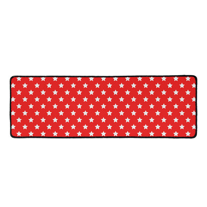 Red And White Star Pattern Print Long Kitchen Mat