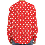 Red And White Star Pattern Print Long Sleeve Baseball Jersey
