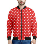 Red And White Star Pattern Print Men's Bomber Jacket