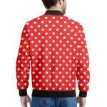 Red And White Star Pattern Print Men's Bomber Jacket