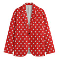 Red And White Star Pattern Print Men's Cotton Blazer