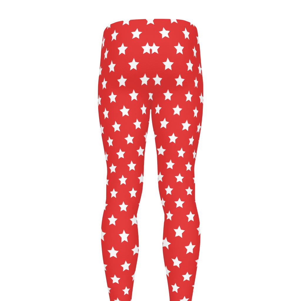 Red And White Star Pattern Print Men's leggings