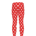 Red And White Star Pattern Print Men's leggings