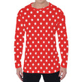 Red And White Star Pattern Print Men's Long Sleeve T-Shirt