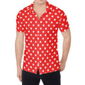Red And White Star Pattern Print Men's Shirt