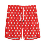 Red And White Star Pattern Print Men's Sports Shorts