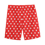 Red And White Star Pattern Print Men's Sports Shorts
