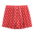 Red And White Star Pattern Print Mesh Shorts