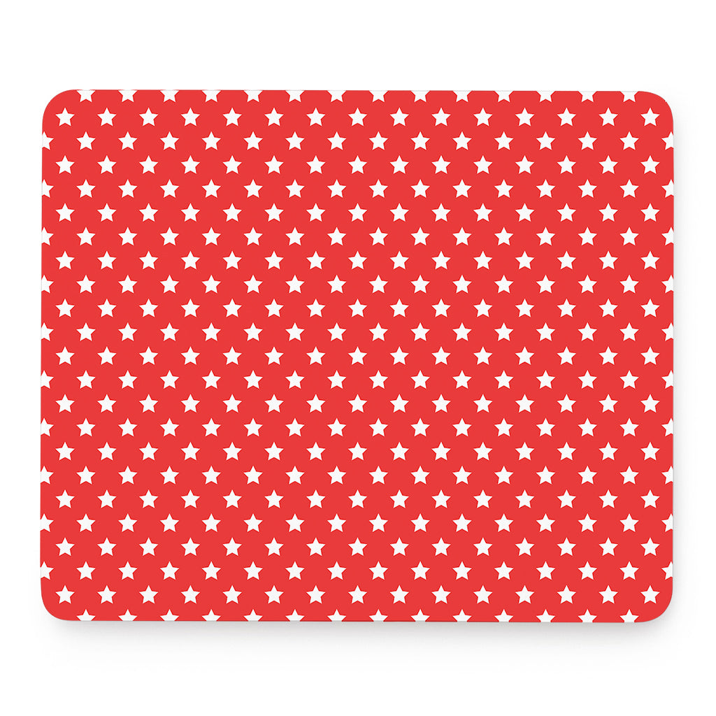 Red And White Star Pattern Print Mouse Pad