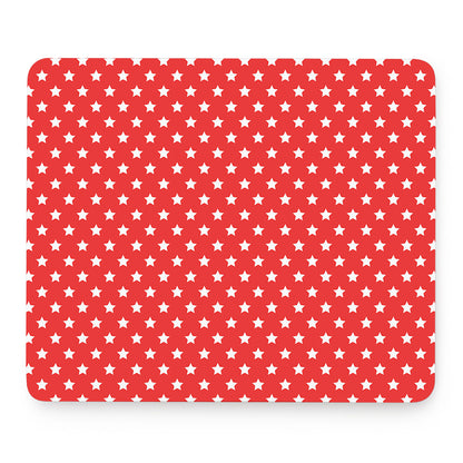 Red And White Star Pattern Print Mouse Pad
