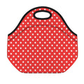 Red And White Star Pattern Print Neoprene Lunch Bag