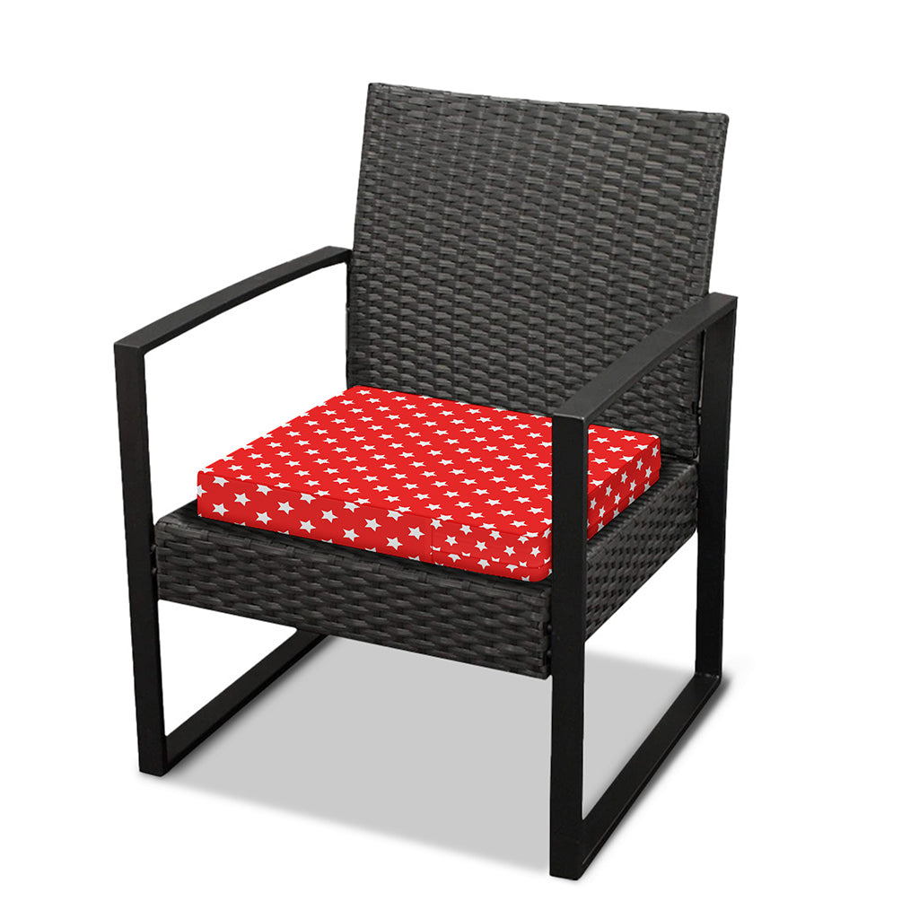 Red And White Star Pattern Print Outdoor Seat Cushion Cover