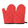 Red And White Star Pattern Print Oven Mitts