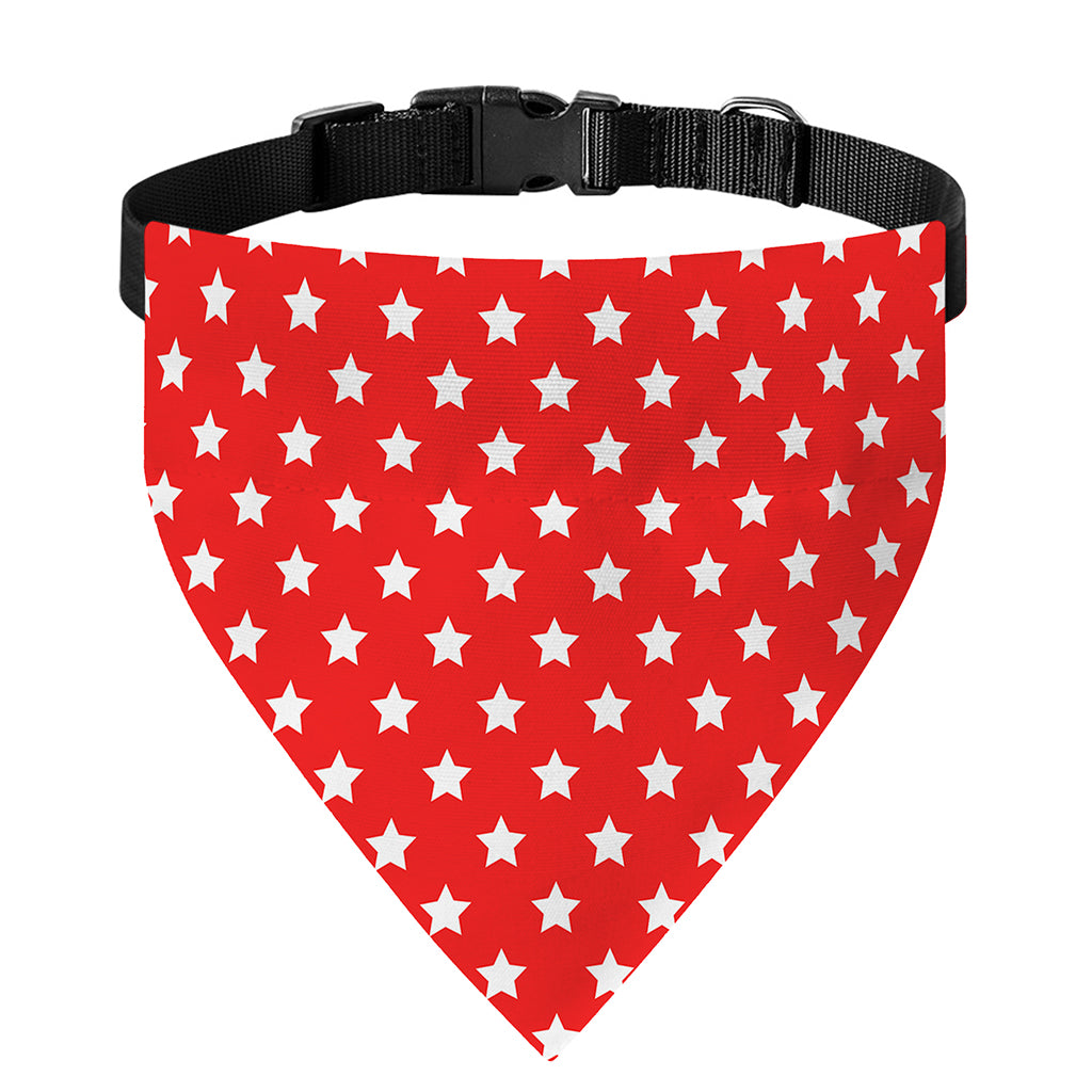 Red And White Star Pattern Print Over The Collar Dog Bandana
