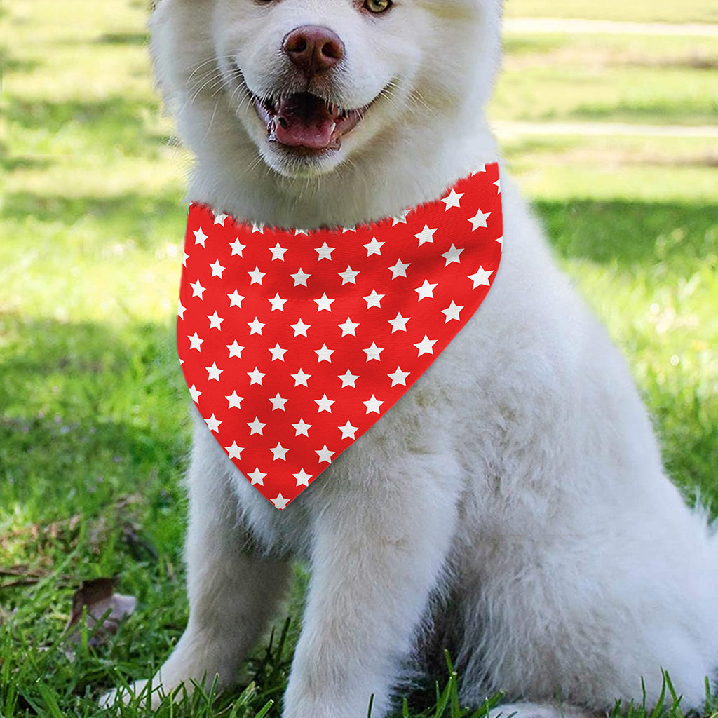 Red And White Star Pattern Print Over The Collar Dog Bandana