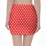 Red And White Star Pattern Print Pencil Mini Skirt