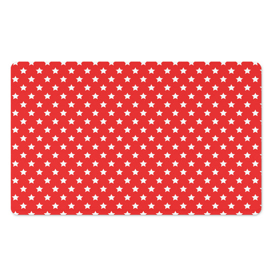 Red And White Star Pattern Print Polyester Doormat