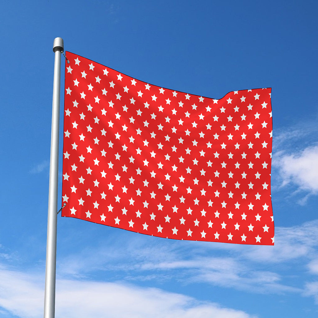 Red And White Star Pattern Print Polyester Flag